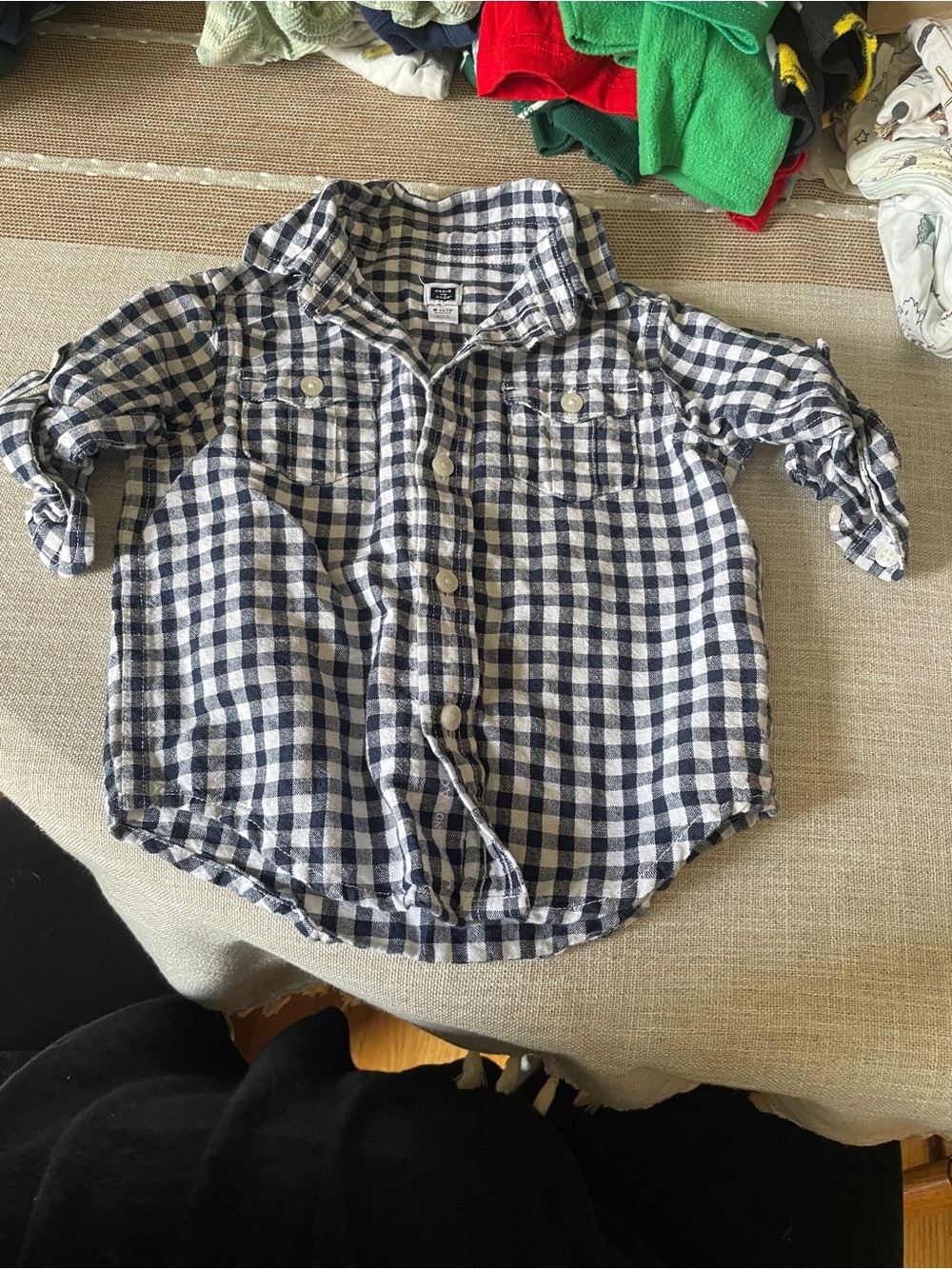 Janie and Jack Plaid Button-Up Shirt - Blue & White 6-12 months